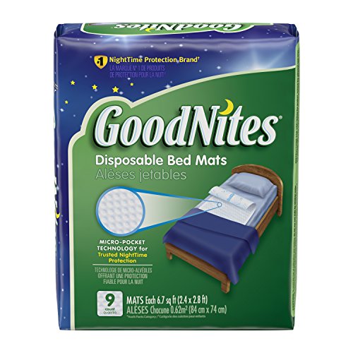 Book Cover Goodnites Disposable Bed Mats for Bedwetting, 2.4 x 2.8 ft, 36 Ct (4 Packs of 9)