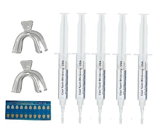 Book Cover Cool Teeth Whitening 5 x 5cc Tubes (25 Applications) and DIY Trays Included Fast Carbamide Peroxide Whitener Tooth Bleaching Gel Syringes At Home Use Refills Professional Dentist Grade, Enamel Safe