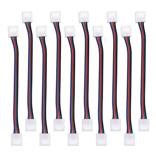 Book Cover JACKYLED 2835 LED Lights Strip Connector Wire 12-Pack 2 Pin LED Conductor for 8mm Single Color 3528 LED Tape Lights Strip to Strip Jumper