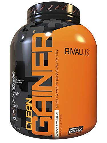 Book Cover Rivalus Clean Gainer - Smooth Vanilla 5 Pound   - Delicious Lean Mass Gainer with Premium Dairy Proteins, Complex Carbohydrates, and Quality Lipids, No Banned Substances, Made in USA