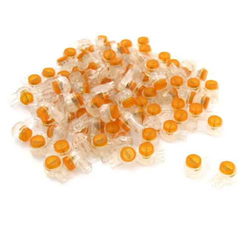 Book Cover 100 x Waterproof Orange Clear Button Cable UY Butt Splice Connectors by Atoimc Market
