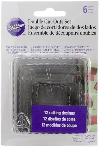 Book Cover Wilton 417-2582 6-Piece Nesting Fondant Double Sided Cut Out Cutters, Square