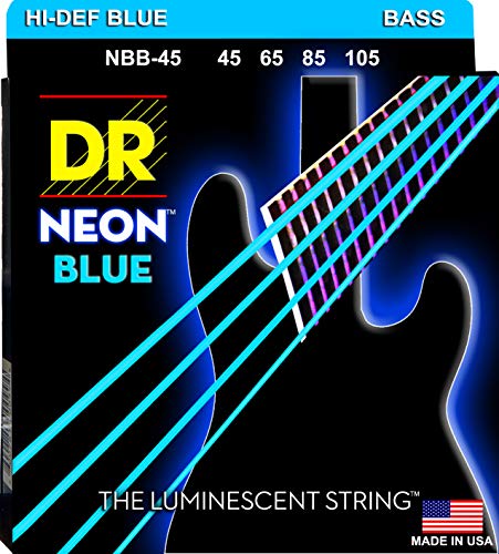 Book Cover DR Handmade Strings DR Hi-Def Neon Blue Medium Bass Guitar Strings (NBB-45)