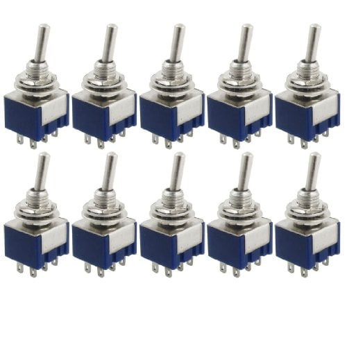 Book Cover TOOGOO(R) 10 Pcs AC 125V 6A Amps ON/ON 2 Position DPDT Toggle Switch