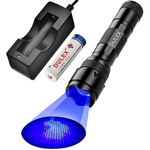 Book Cover DULEX Black Light Flashlight, High Intensity 395 - 410 nm UV Blacklight Ultraviolet Led Flashlights with charger for Leak Detector, Pet Urine Stain, Scorpion, Bed Bug