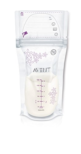 Book Cover Philips Avent Breast Milk Storage Bags, Clear, 6 Ounce, 50 Pack, SCF603/50