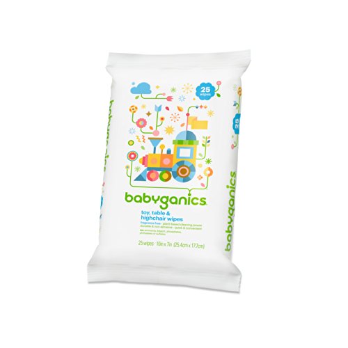 Book Cover Babyganics Toy Table and High Chair Wipes, Fragrance Free, 25 ct