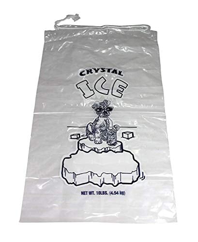 Book Cover Plastic Ice Bags With Draw String Closure - Pack of 100