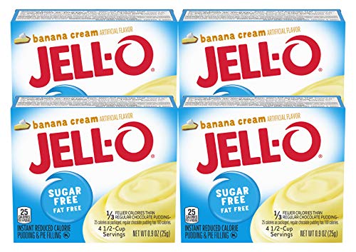 Book Cover Jell-O Banana Cream Sugar Free Pudding & Pie Filling (4-Pack) by Kraft Foods