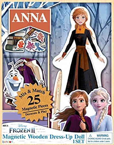 Book Cover Bendon Disney Frozen Anna 25-Piece Wooden Magnetic Doll Dress-Up Kit