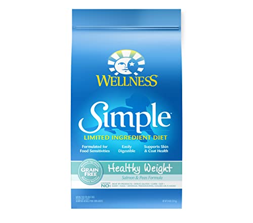 Book Cover Wellness Simple Natural Grain Free Limited Ingredient Dry Dog Food, Healthy Weight Salmon and Peas Recipe, 24-Pound Bag