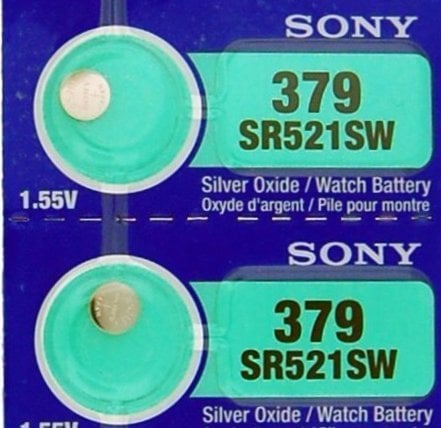 Book Cover Sony 379 (SR521SW) 1.55V Silver Oxide 0%Hg Mercury Free Watch Battery (2 Batteries)