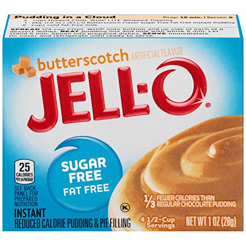 Book Cover Jell-O Sugar-Free Instant Pudding and Pie Filling, Butterscotch, 1-Ounce Boxes (Pack of 6)