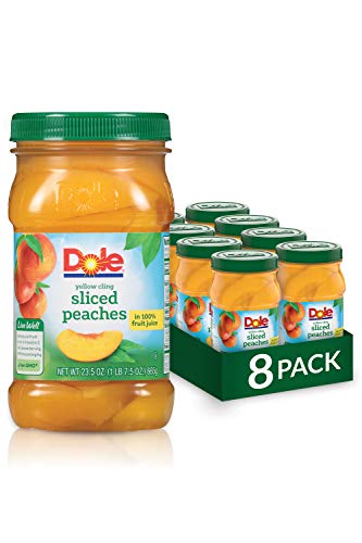 Book Cover Dole Jarred Peaches Sliced Yellow Cling in 100% Fruit Juice, 23.5 Ounce Jar (Pack of 8)