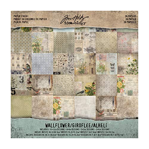 Book Cover Tim Holtz idea-ology Wall Flower Paper Stash Pad, Pack of 36
