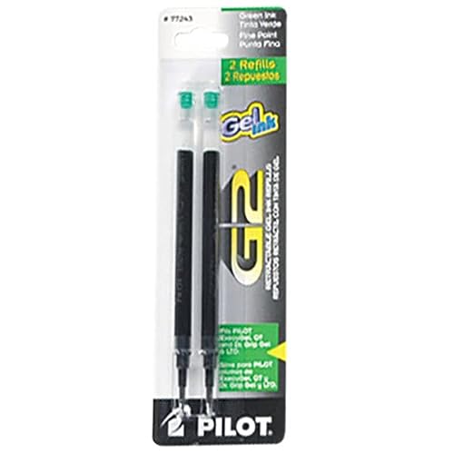 Book Cover Value Pack of 12 Pilot G2 Gel Ink Refill, for Rolling Ball Pens, Fine Point, Green Ink (77243)