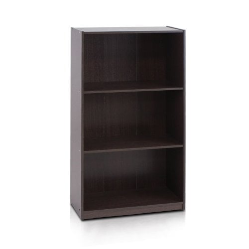 Book Cover Furinno Basic 3-Tier Bookcase Storage Shelves, Dark Brown