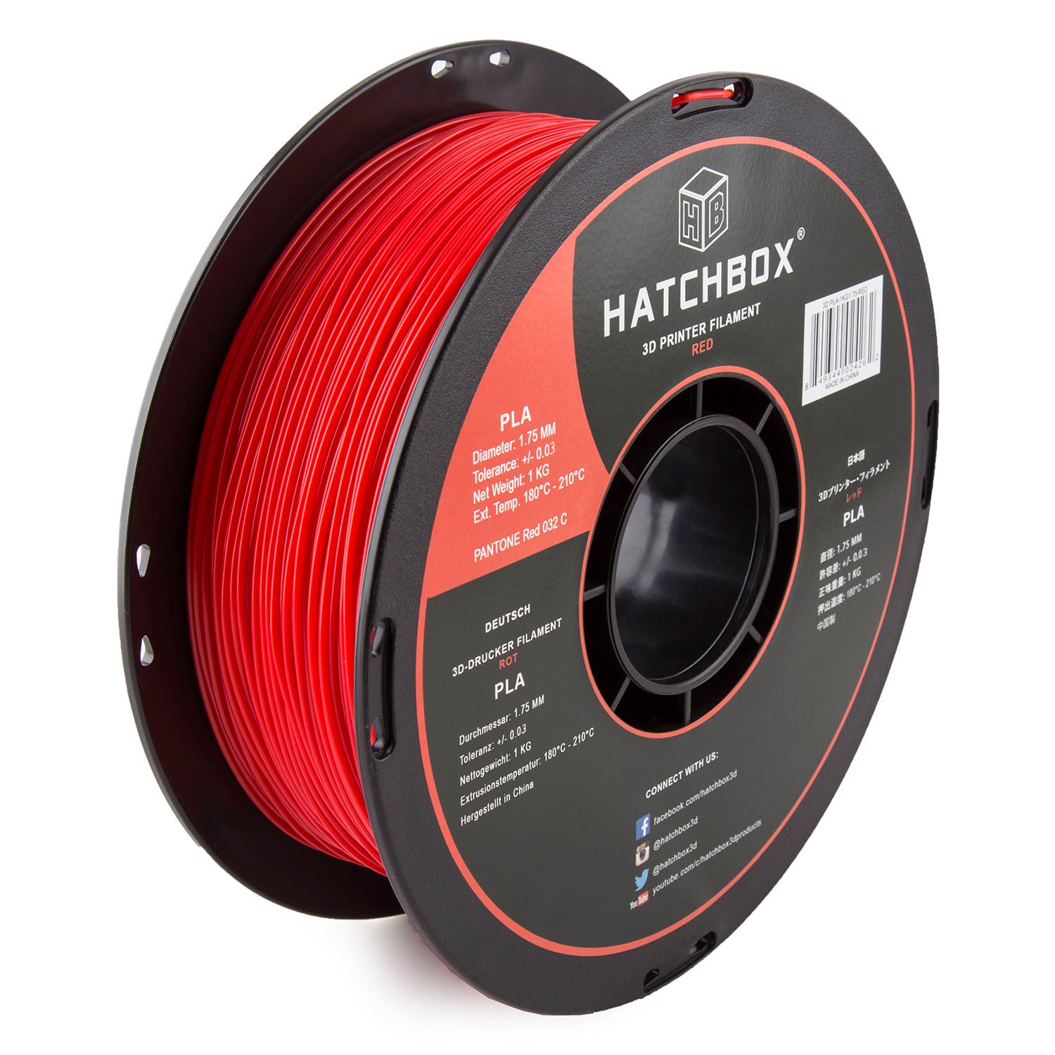 Book Cover HATCHBOX 1.75mm Red PLA 3D Printer Filament, 1 KG Spool, Dimensional Accuracy +/- 0.03 mm, 3D Printing Filament