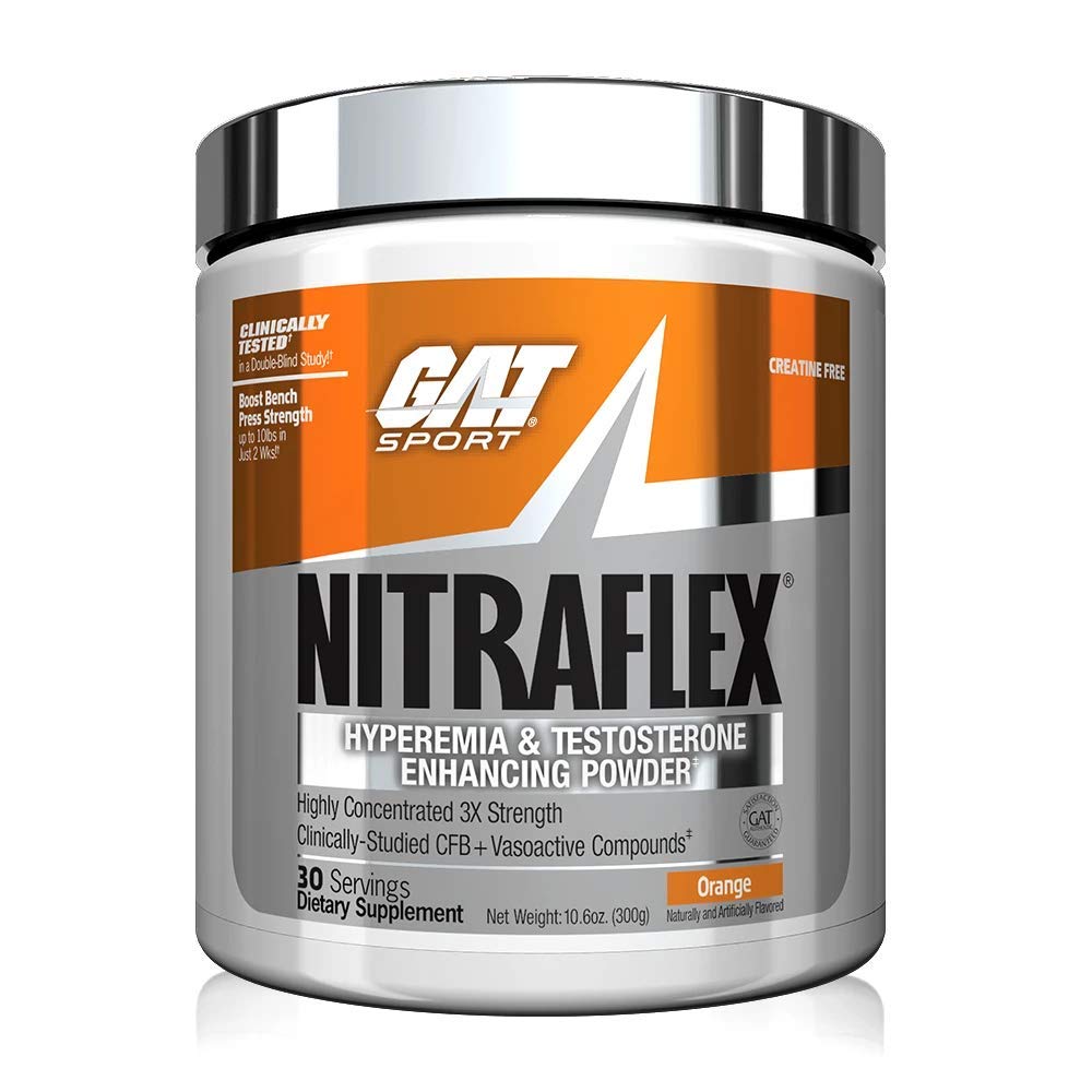 Book Cover GAT - NITRAFLEX - Testosterone Boosting Powder, Increases Blood Flow, Boosts Strength and Energy, Improves Exercise Performance, Creatine-Free (Orange, 30 Servings)