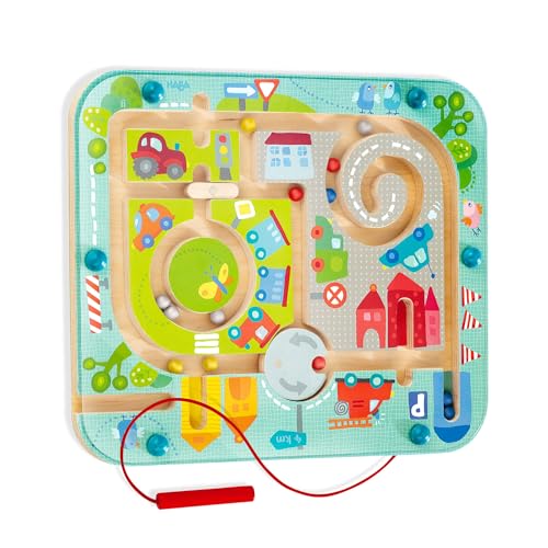 Book Cover HABA Town Maze Magnetic Game Developmental STEM Activity Encourages Fine Motor Skills & Color Recognition with Roundabout, Roadblock and Fun City Theme