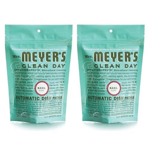 Book Cover Mrs. Meyer's Clean Day Automatic Dishwashing Packs - 12.7 oz - Basil - 2 pk