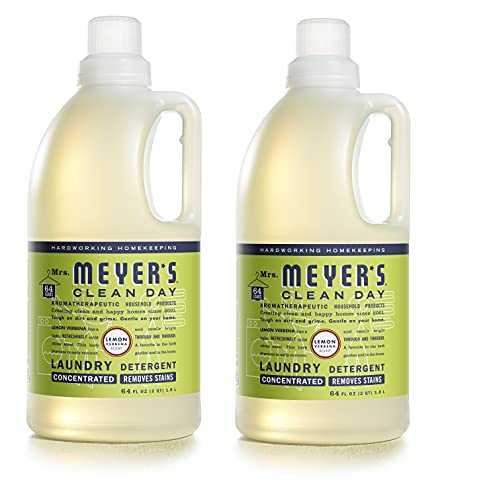 Book Cover Mrs. Meyer's Clean Day Laundry Detergent, Lemon Verbena, 64 oz, 64 loads-2 pk