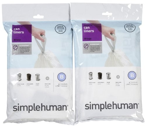 Book Cover simplehuman Custom Fit Trash Can Liner B, White - White - 30 ct - 2 pk