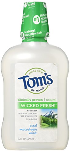 Book Cover Tom's of Maine Long Lasting Wicked Fresh Mouthwash, Cool Mountain Mint - 16 oz - 2 pk