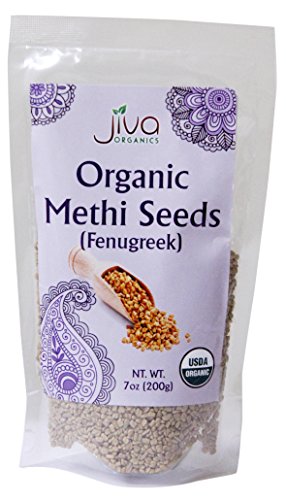 Book Cover Jiva USDA Organic Fenugreek Whole Methi Seeds 7 Ounce  - Nearly 1/2 Pound
