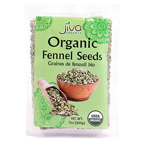 Book Cover Jiva USDA Organic Fennel Seeds 7oz - Packaged in Resealable Bag