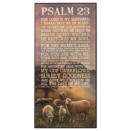 Book Cover P. Graham Dunn Psalm 23 The Lord is My Shepherd Sheep Grazing 16 x 8 Wood Wall Art Sign Plaque
