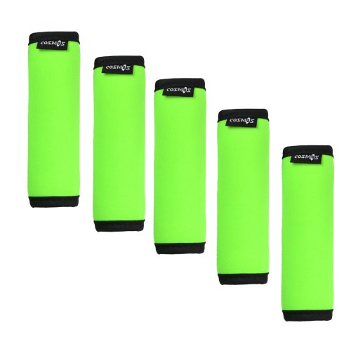 Book Cover Cosmos ® 5 Pieces Fluorescence Green Comfort Neoprene Handle Wraps/Grip/Identifier for Travel Bag Luggage Suitcase
