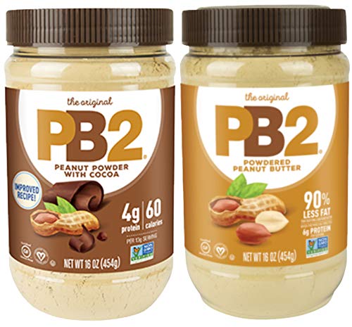 Book Cover Bell Plantation Powdered PB2 Bundle: 1 Peanut Butter and 1 Chocolate Peanut Butter, 1 lb Jar (2-pack)