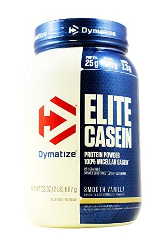 Book Cover Dymatize Nutrition - Elite Casein Protein Powder 100% Micellar Casein Smooth Vanilla - 2 lbs.