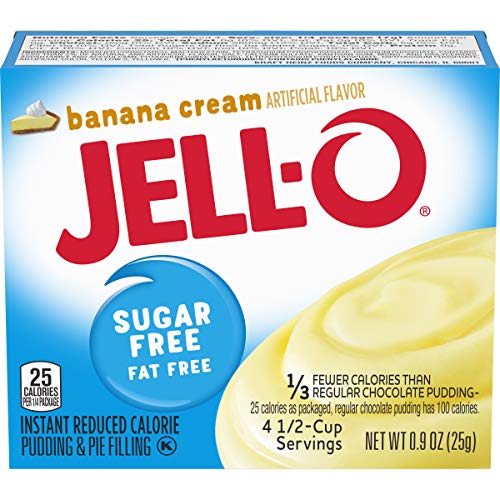 Book Cover Jell-O Sugar-Free Instant Pudding and Pie Filling, Banana Cream, 0.9-Ounce Boxes (Pack of 6)