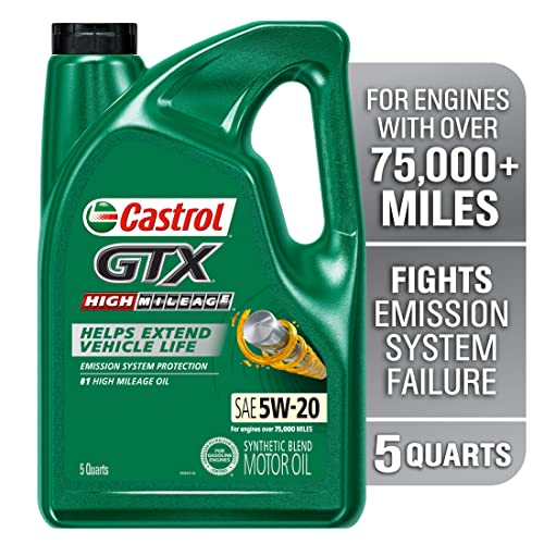 Book Cover Castrol GTX High Mileage 5W-20 Synthetic Blend Motor Oil, 5 Quarts