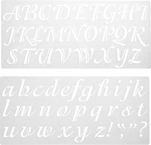 Book Cover Darice 121724 Calligraphy Font Upper and Lower Case Alphabet Stencil, 2-Inch, 2 Count (Pack of 1), Original Version