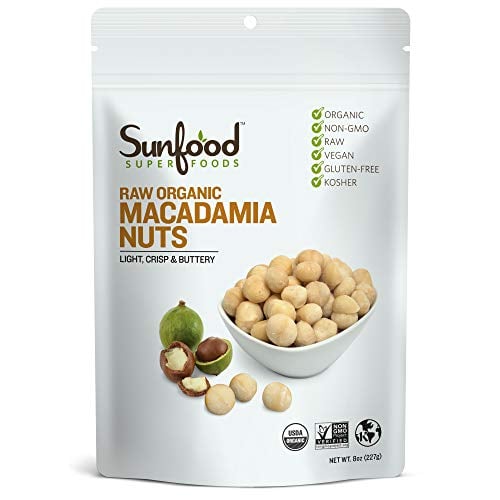 Book Cover Sunfood Superfood Raw Organic Macadamia Nuts Unsalted - Harvested and Processed at Low Temperatures - Free of Preservatives - Great for Keto Snack or Baking - Kosher, Gluten Free - 8 oz Bag
