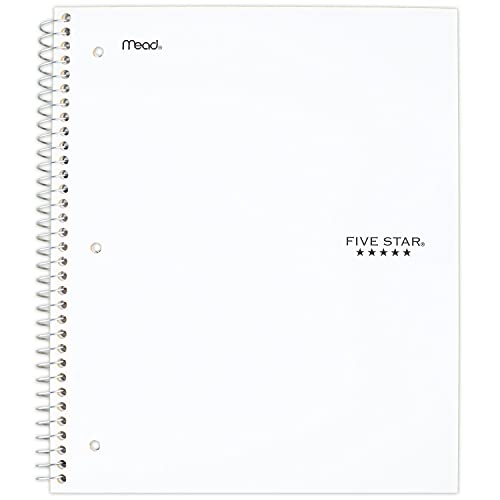 Book Cover Five Star Spiral Notebook, 3-Subject, Wide Ruled Paper, 10-1/2