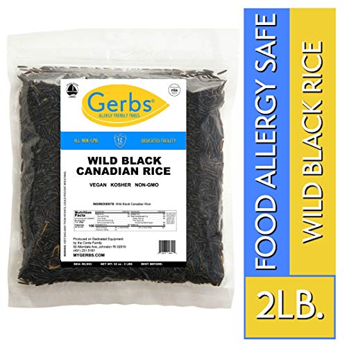 Book Cover Gerbs Wild Black Rice - 2 LBS - Top 14 Food Allergy Free & NON GMO - Vegan, Keto Safe & Kosher - Premium Black Whole Grain, Product of Canada