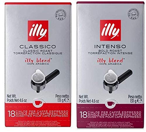 Book Cover Illy Espresso Coffee ESE Pods Variety Pack (Dark Roast, 18 Count + Medium Roast, 18 Count)
