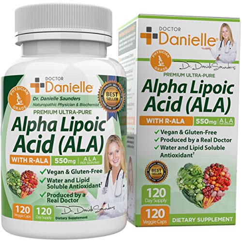 Book Cover Alpha-Lipoic Acid by Dr. Danielle, Neuropathy Support, Non-GMO, Gluten-Free, Vegan, Soy-Free, Promotes Healthy Blood Sugar, Alpha R Lipoic Acid R-ALA, R-ALA, 120 Veggie Caps
