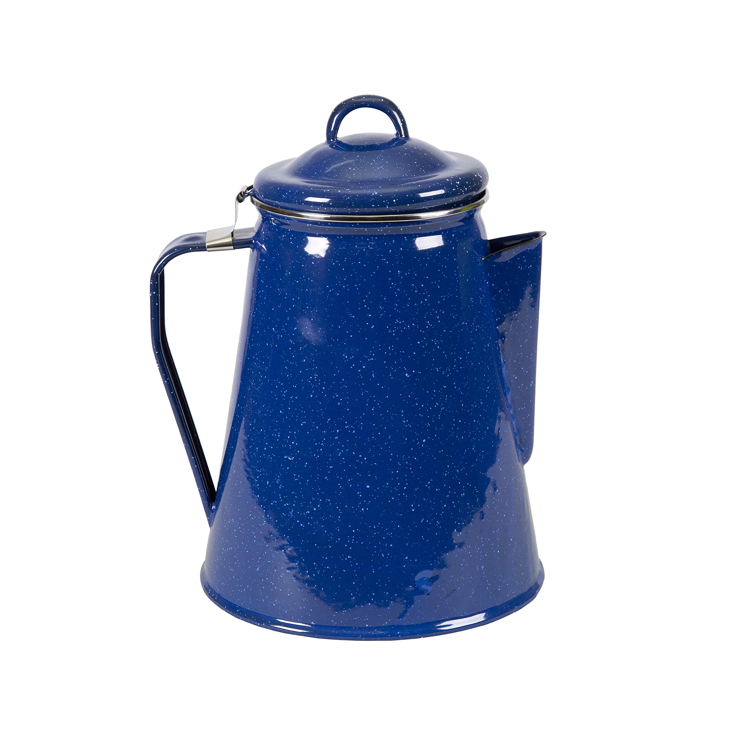 Book Cover Stansport 8 Cup Percolator Enamel Coffee Pot with Basket, Blue (10343)