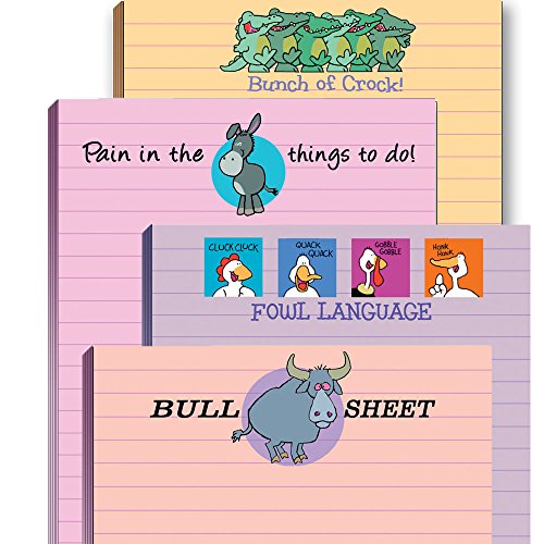 Book Cover Stonehouse Collection | Funny Adult Note Pad Assorted Pack | USA Made | 4 Novelty Notepads - Funny Office Supplies (4)