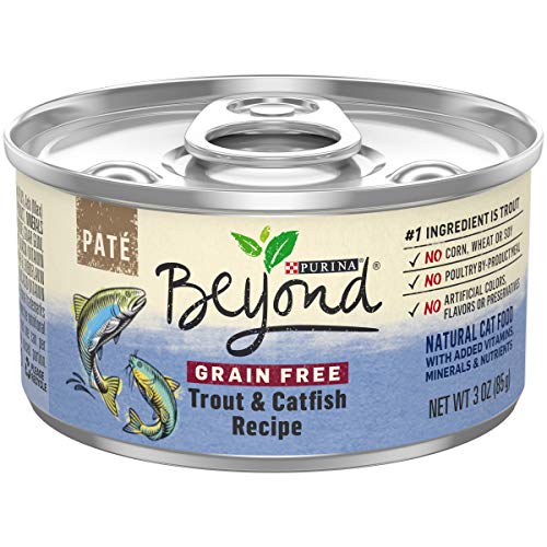 Book Cover Purina Beyond Grain Free, Natural Pate Wet Cat Food, Grain Free Trout & Catfish Recipe - (12) 3 oz. Cans