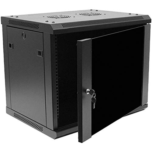 Book Cover NavePoint 9U Deluxe IT Wallmount Cabinet Enclosure 19-Inch Server Network Rack with Locking Glass Door - Black
