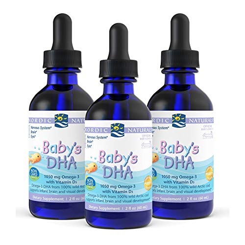 Book Cover Nordic Naturals Babyâ€™s DHA, Unflavored - 1050 mg Omega-3 + 300 IU Vitamin D3 - 2 oz - 3 Pack - Supports Brain, Vision & Nervous System Development in Babies - Non-GMO - 36 Servings