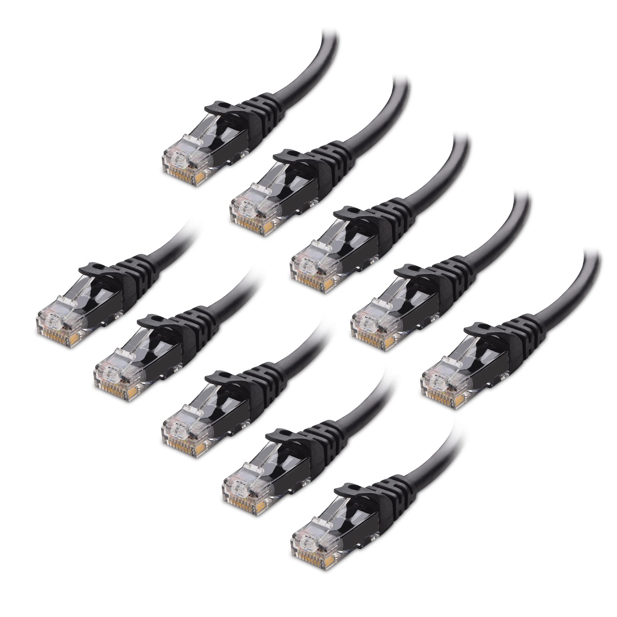 Book Cover Cable Matters 10Gbps 10-Pack Snagless Short Cat 6 Ethernet Cable 1 ft (Cat 6 Cable, Cat6 Cable, Internet Cable, Network Cable) in Black 1 Foot