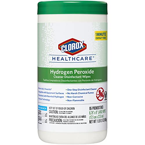 Book Cover Clorox Healthcare Hydrogen Peroxide Cleaner Disinfectant Wipes, 95 Count Canister (30824)