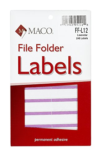 Book Cover MACO Lavender File Folder Labels, 9/16 x 3-7/16 Inches, 248 Per Box (FF-L12)